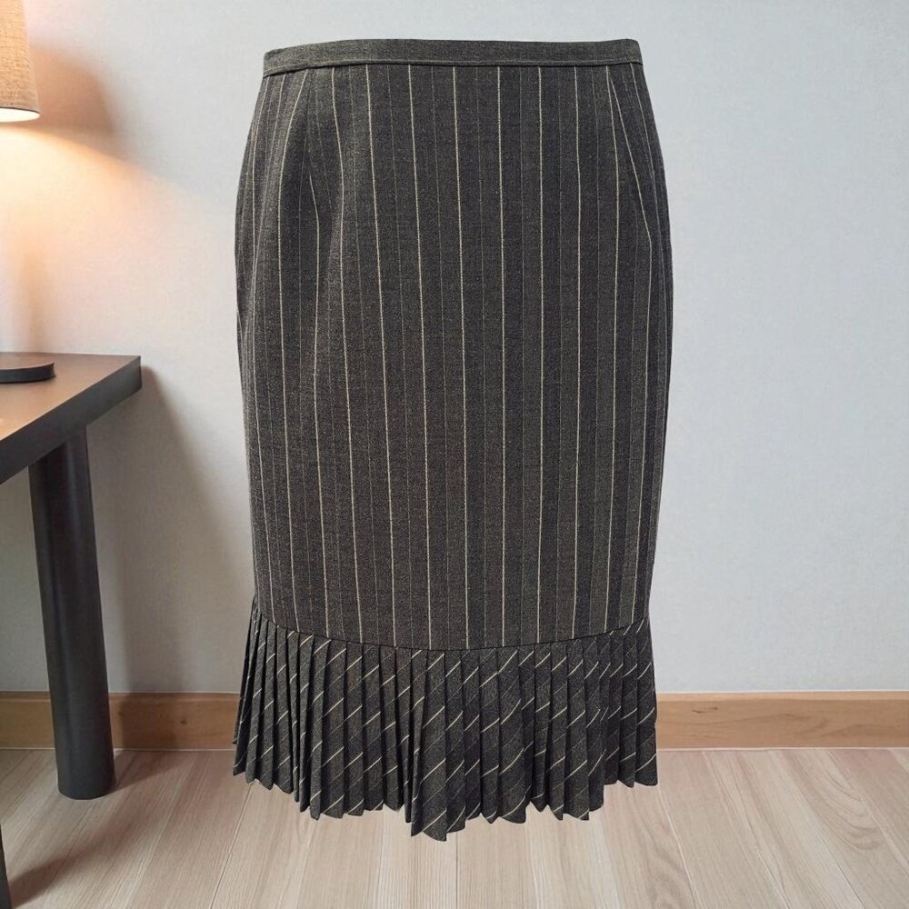 Nygard Collection Brown Pleated Midi‎ Skirt Size 14 Officecore Quiet Luxury